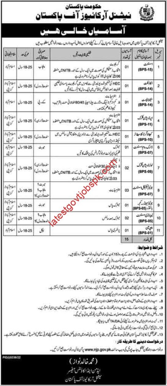 Pakistan National Archives Accountant Jobs 2023