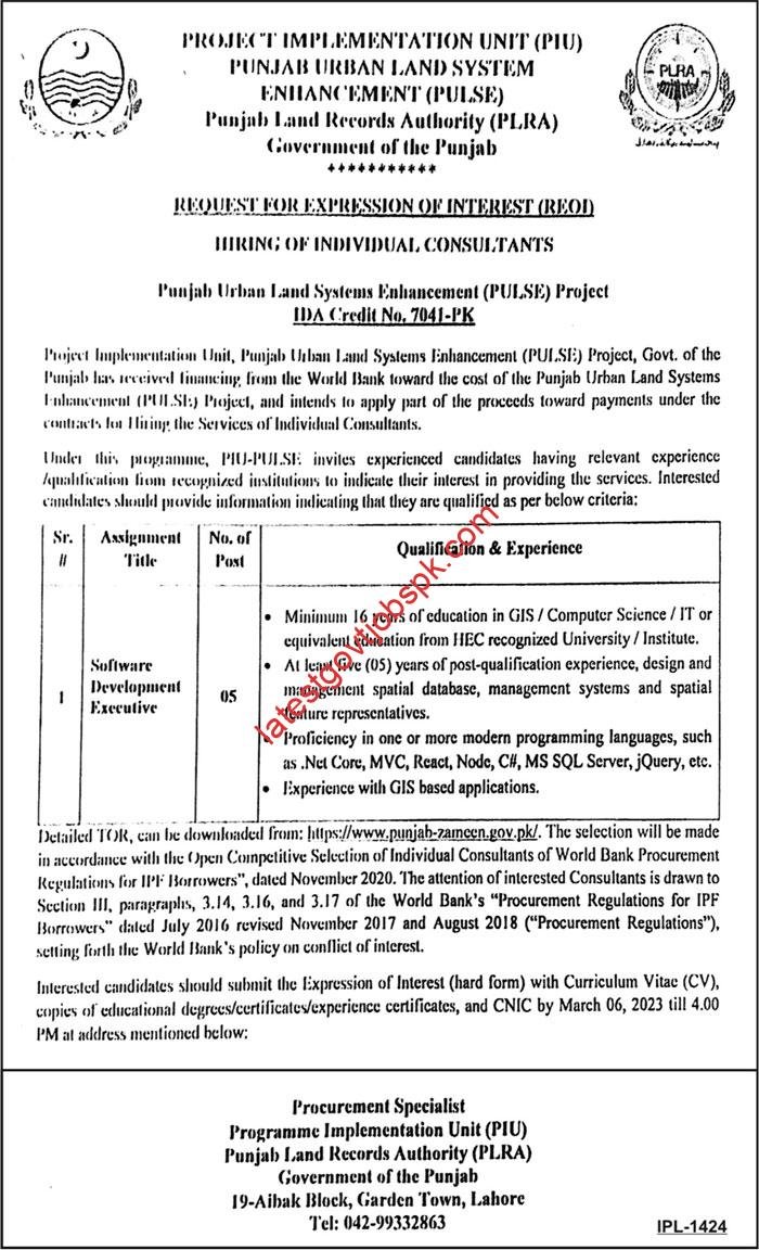 PLRA Jobs 2023 – Punjab Land Records Authority