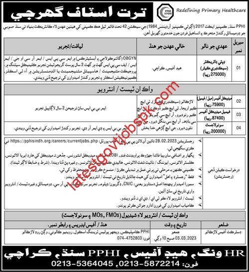 Sindh Karachi Jobs 2023 at PPHI