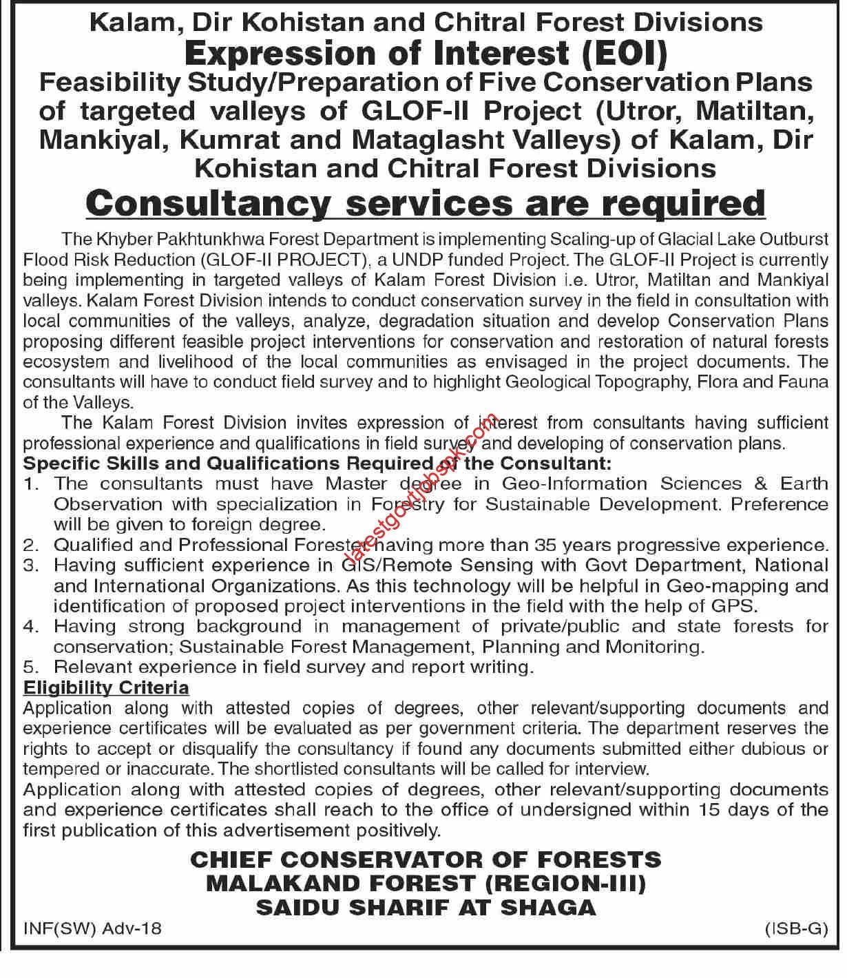 Fresh Announcing Consultant Jobs with Khyber Pakhtunkhwa Forest Department
