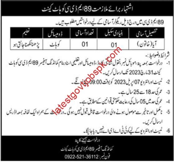 Fresh Jobs at MDC Kohat Aya 2023