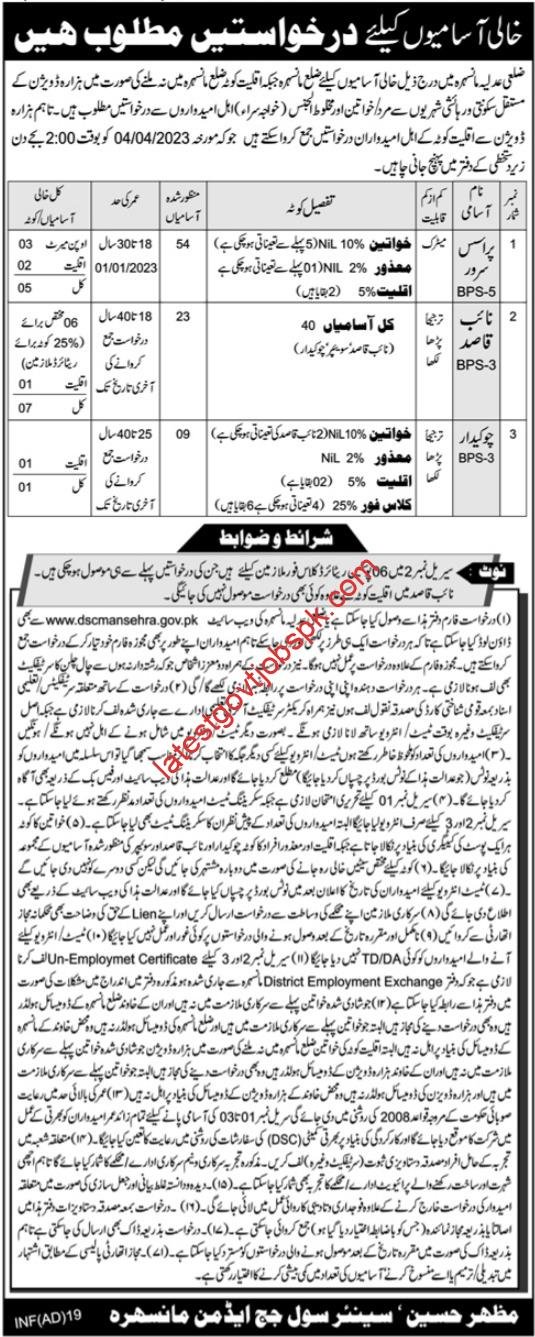 Jobs in District Courts Mansehra 2023