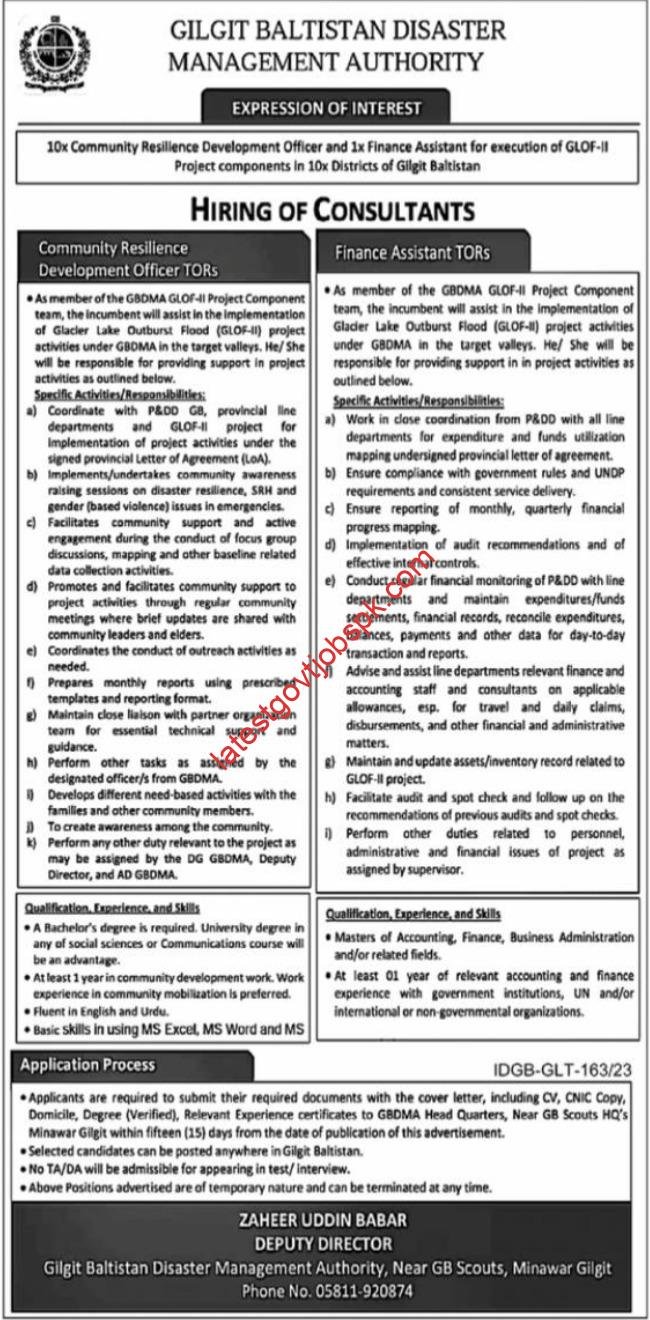 Latest Job Announcements GBDMA Gilgit Baltistan Hiring Now for Disaster Management