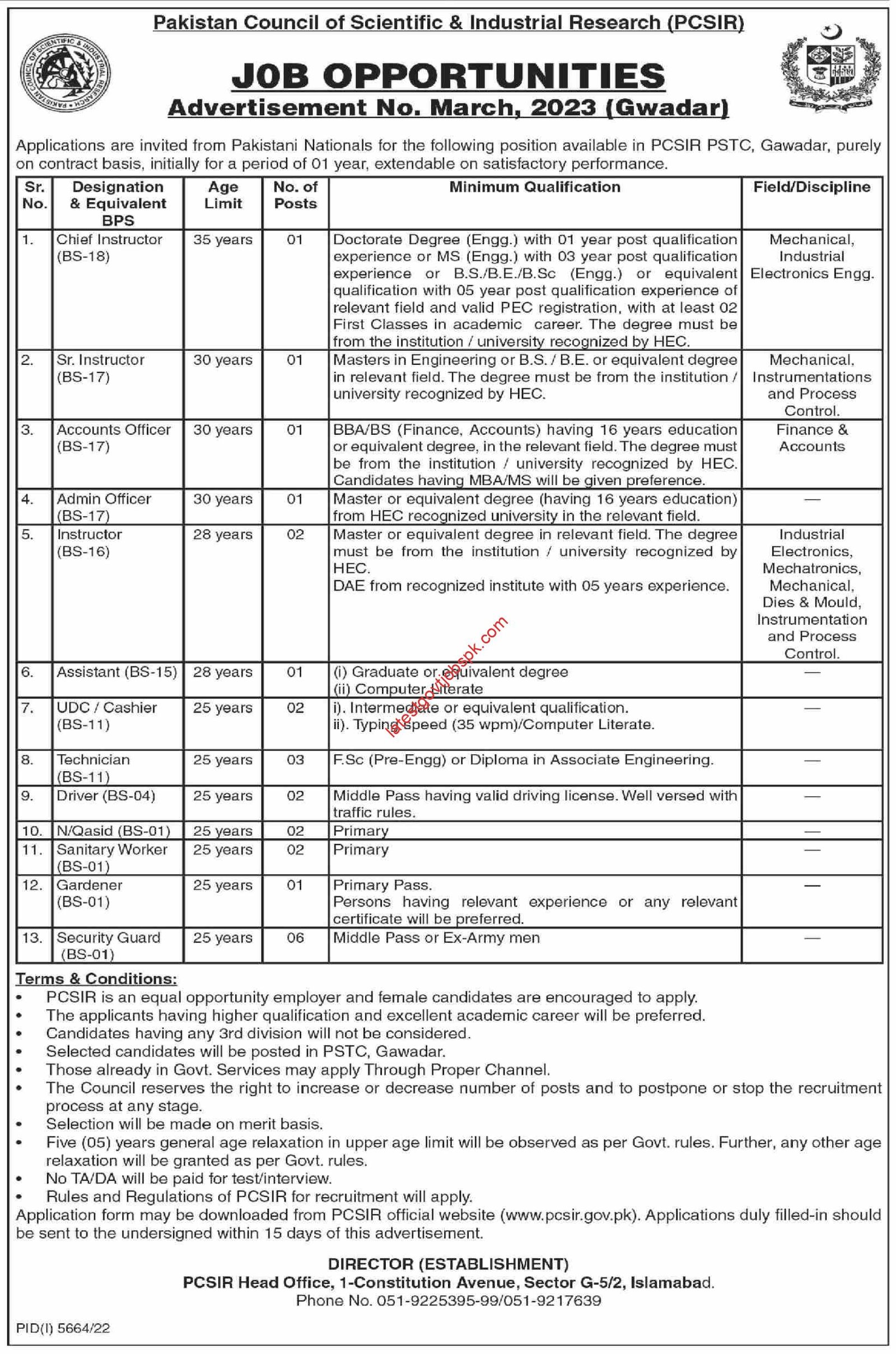 New Career Opportunities: Jobs at Pakistan Council of Scientific & Industrial