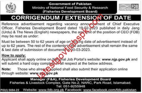 New Jobs at the Ministry of National Food Security & Research