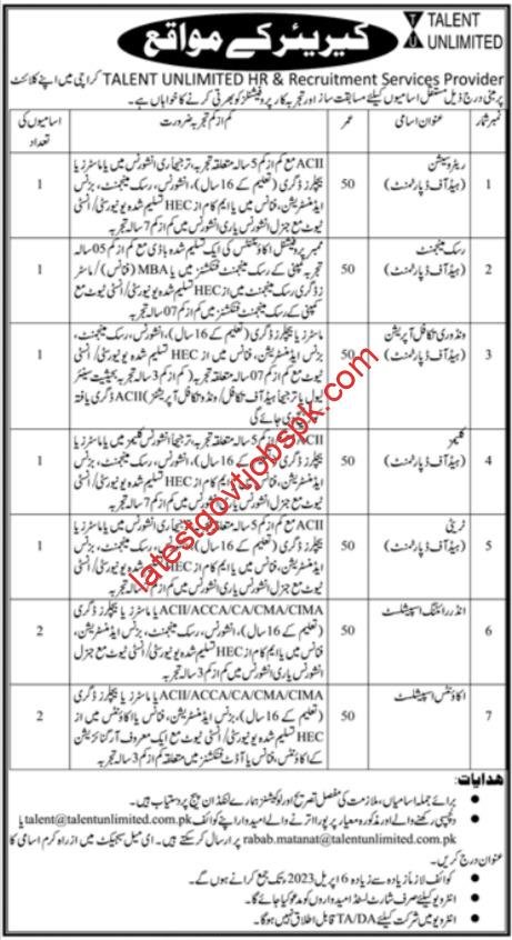 New Jobs in Talent Unlimited HR & Recruitment Services 2023