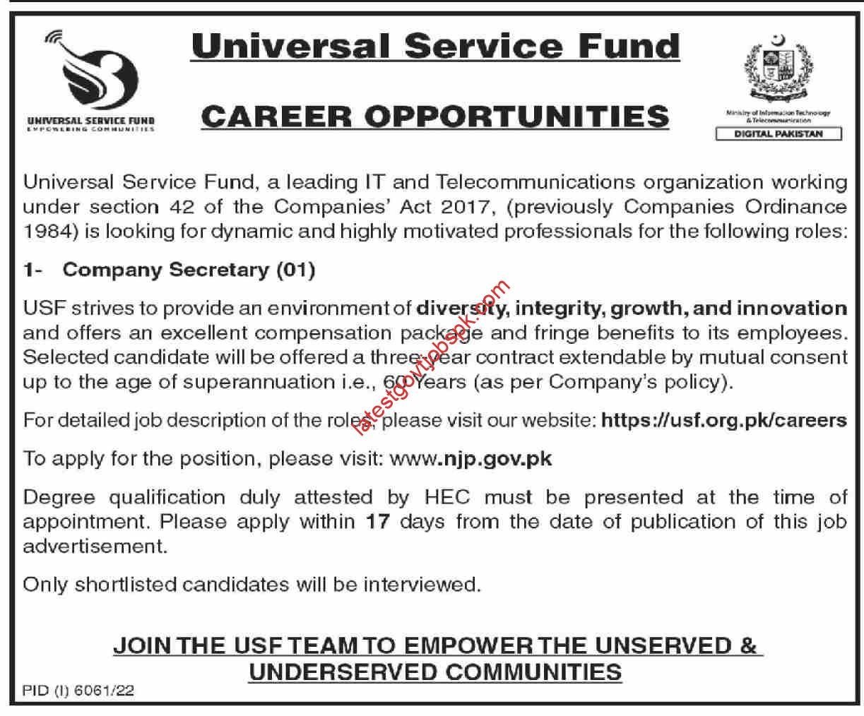 Fresh opening has become available at the Universal Service Fund
