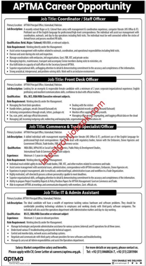 Fresh Opportunity At All Pakistan Textile Mills Association