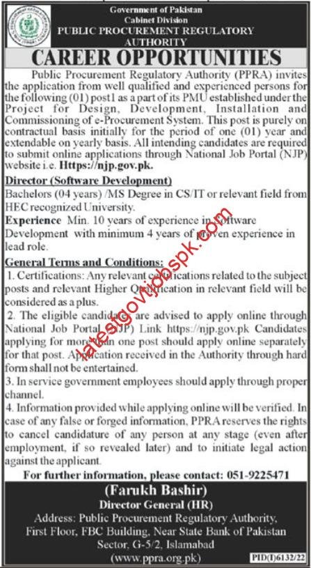 Latest Job advertisement at Cabinet Division Islamabad