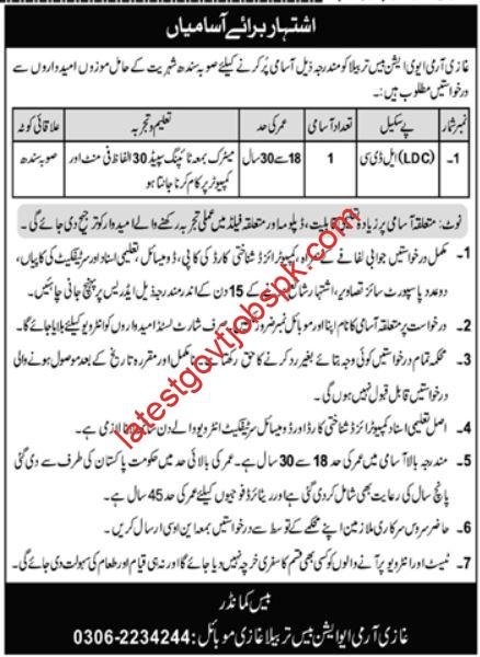 Latest Jobs at Ghazi Army Aviation Base Tarbela Ghazi 2023