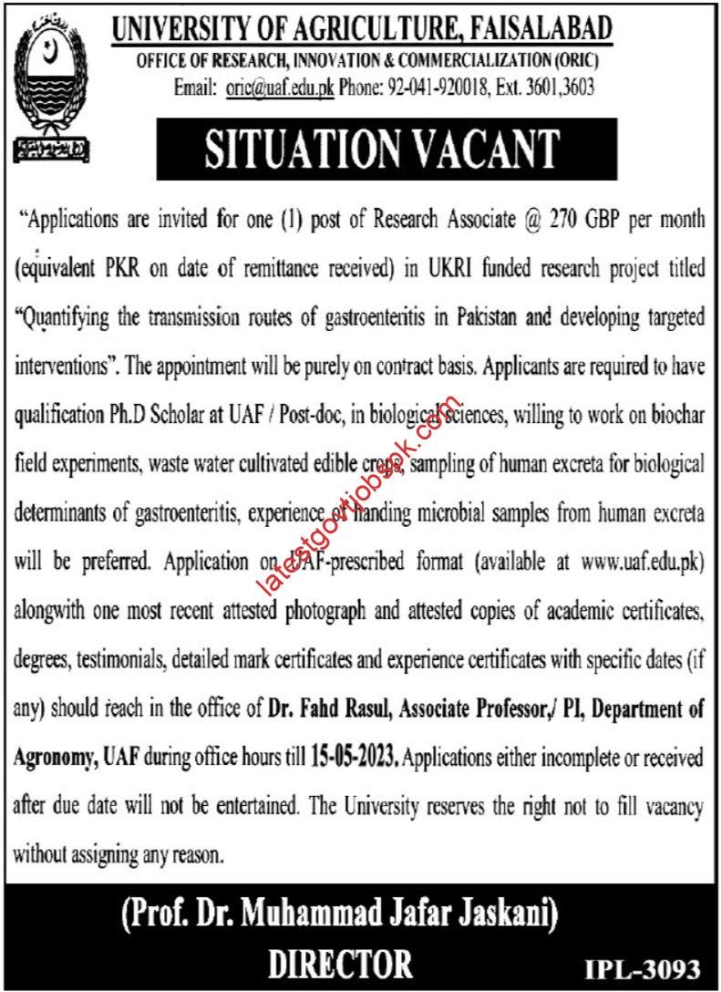 Latest Jobs at University Of Agriculture UAF Faisalabad 2023