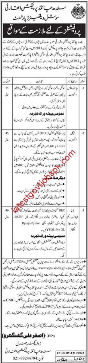 Latest Jobs in Social Welfare Department SCPA Karachi 2023