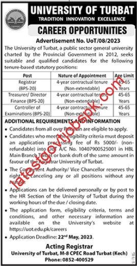 Latest Opportunities For Careers At The University Of Turbat