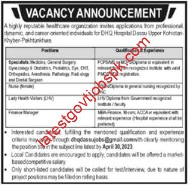 New Announcement of vacancies at District Headquarter Hospital