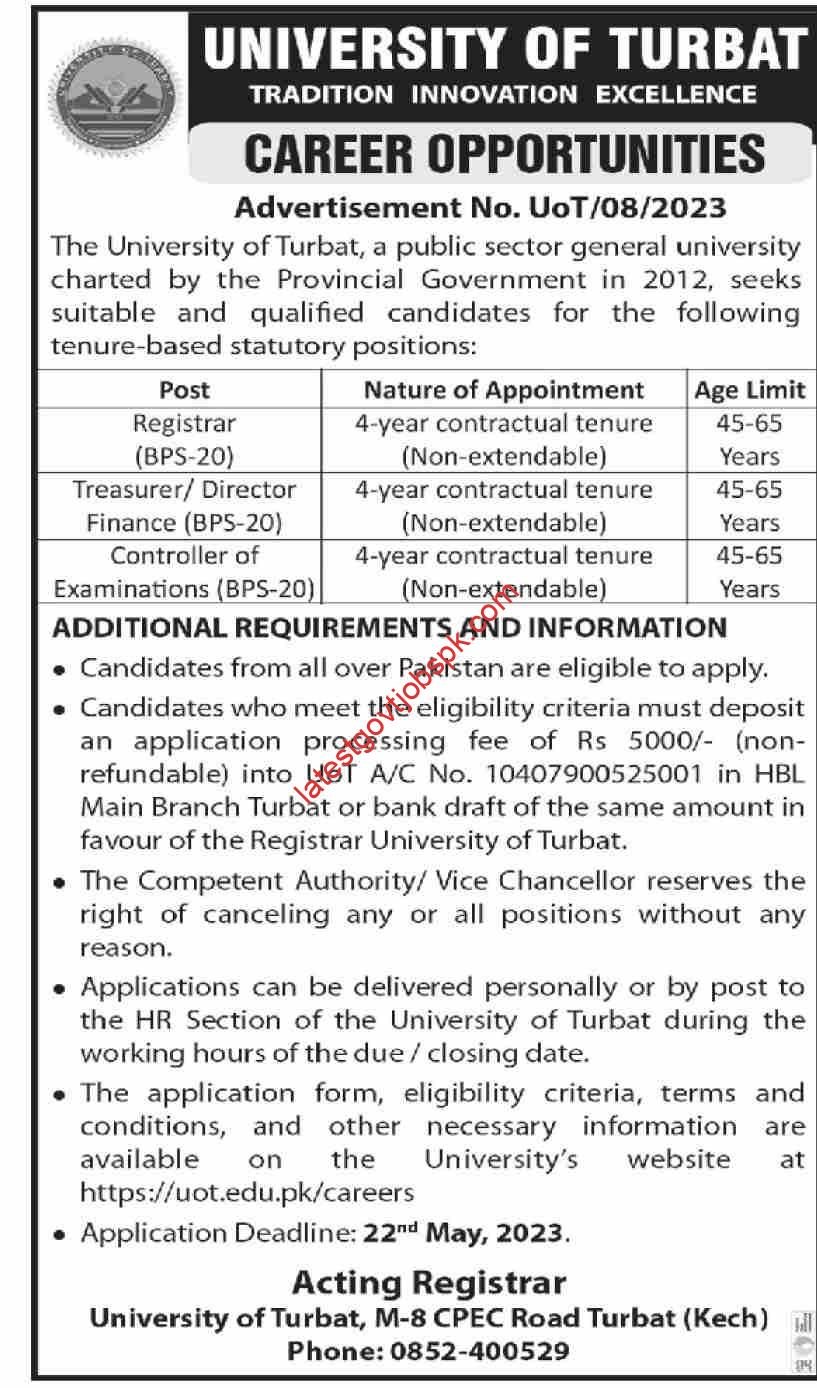 New job announcement has been posted at the University of Turbat