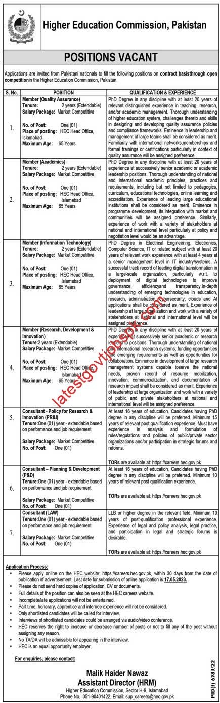 New Vacancy Available At Higher Education Commission HEC Management Posts Islamabad 2023