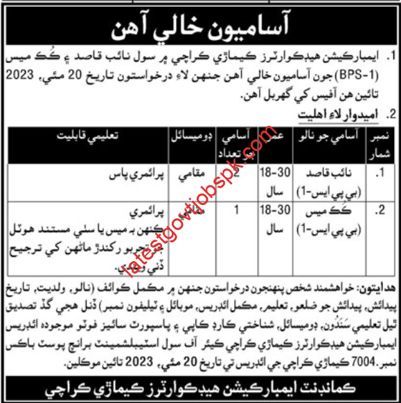 New Jobs at Embarkation Headquarter Karachi 2023