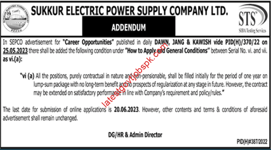Fresh Job Openings At Sukkur Electrical Power Company SEPCO