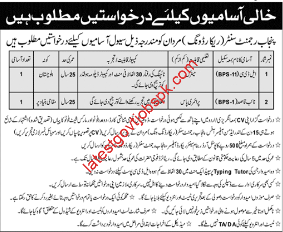 Fresh Vacancies at Punjab Regimental Center Mardan