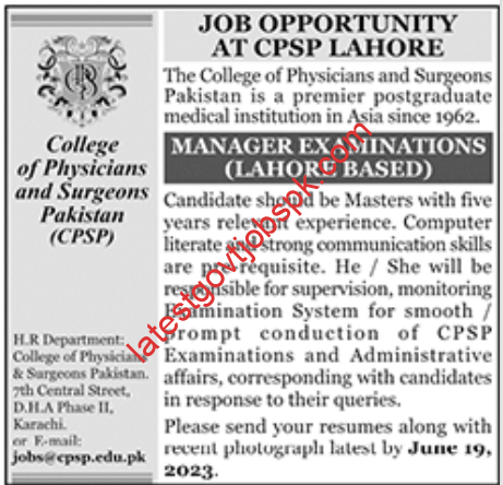 New Jobs Vacancy at College of Physicians and Surgeons