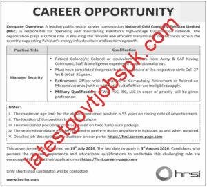 01 NGC HRSI Job Vacancy Available at National Grid Company Pakistan Limited (NGC) via HRSI