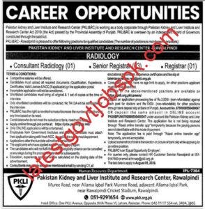 5 PKLI Job Vacancies Available at Pakistan Kidney and Liver Institute and Research Center (PKLI&RC) – Rawalpindi