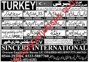 78 Overseas Job Vacancies Available in Turkey (Sincere International)