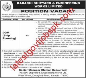Apply For 01 Job Vacancy Available at Karachi Shipyard & Engineering Works Limited