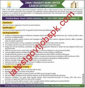 Apply For 01 Job Vacancy Available at Zarai Taraqiati Bank Limited (ZTBL)