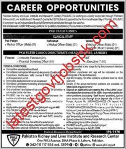 Apply For 07 Hospital Job Vacancies Available at Pakistan Kidney and Liver Institute and Research Center (PKLI&RC)