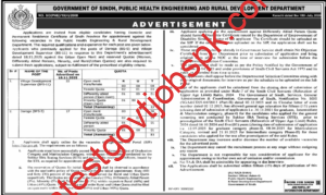 Apply For 39 Job Vacancies Available at Public Health Engineering and Rural Development Department, Government of Sindh