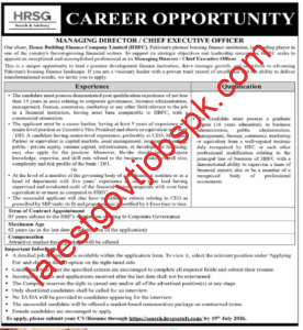Managing Director / Chief Executive Officer (MD/CEO) Jobs in House Building Finance Company Limited (HBFC)