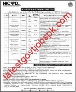 Apply for Career Opportunities at National Institute of Cardiovascular Diseases (NICVD), Karachi