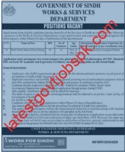 Apply for Jobs in Government of Sindh — Works & Services Department Vacancies