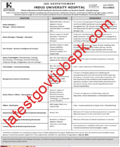 Apply for Jobs in Multiple Vacancies in Indus University Hospital (Karachi – Korangi Campus)