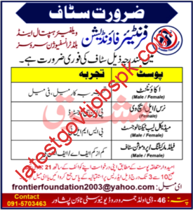 Apply For Multiple Vacancies Available at Frontier Foundation Welfare Hospital and Blood Transfusion Services