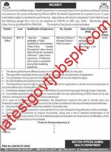 Health Department Government of Balochistan Vacancies 2026
