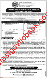 New Jobs for Professor, Associate Professor, Assistant Professor, & Lecturer Jobs in Aror University, Sukkur